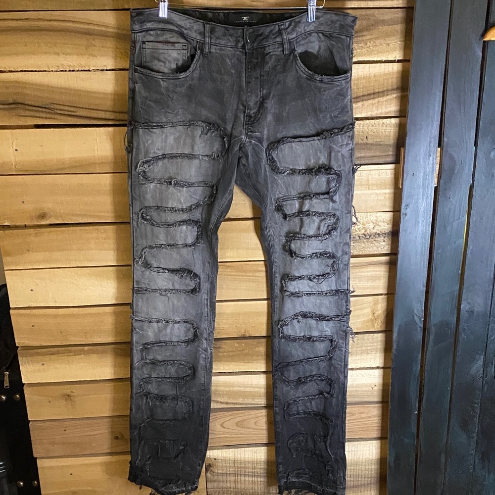 Jordan Craig Legacy Edition Distressed Gray Men Martin Stacked Jeans 36x38